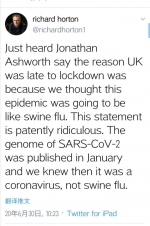 柳叶刀杂志主编驳斥英国卫生大臣“以为病毒类似猪流感”谬论 - 西安网