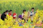 小朋友在万安县百嘉镇廓埠村的油菜花田里写生。　邱哲 　摄 - 西安网