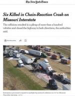 美国密苏里超百辆车连环相撞致6死 起因仅是一脚刹车 - 西安网